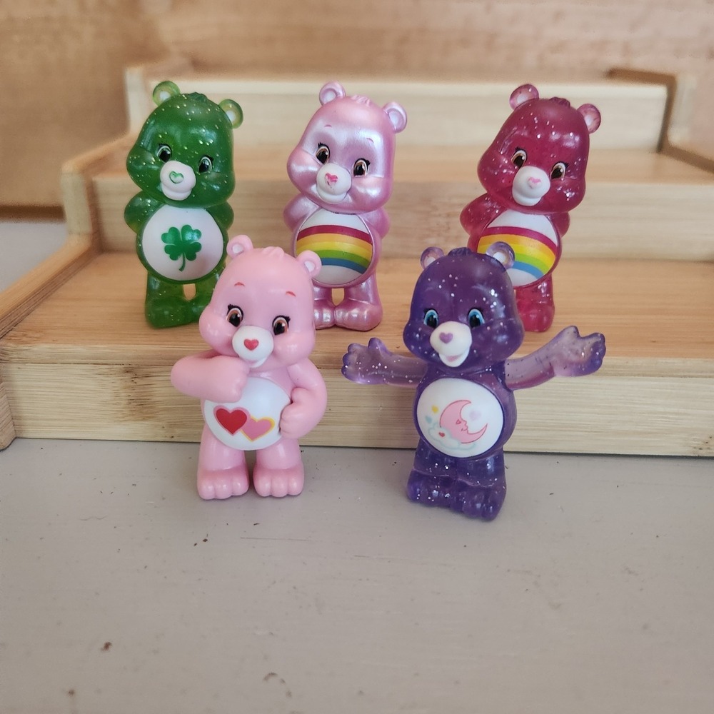 Care Bears Blind Bag Bundle Pink Pearlized 2" Cheer Bear Figure Cake Topper +4